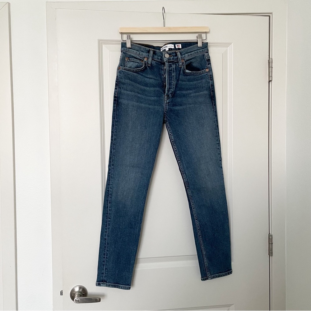 RE/DONE • high rise ankle crop jeans in mid 70’s